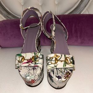 Floral Gucci Horse Bit Wedges